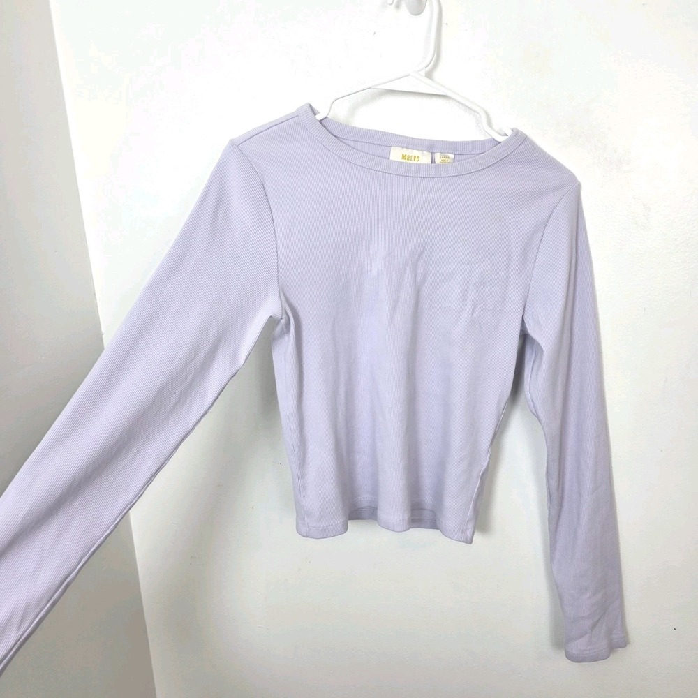 NWT Maeve Anthro‎ Lavender Ribbed Fitted Classic Dainty Crop Sweater Size Small